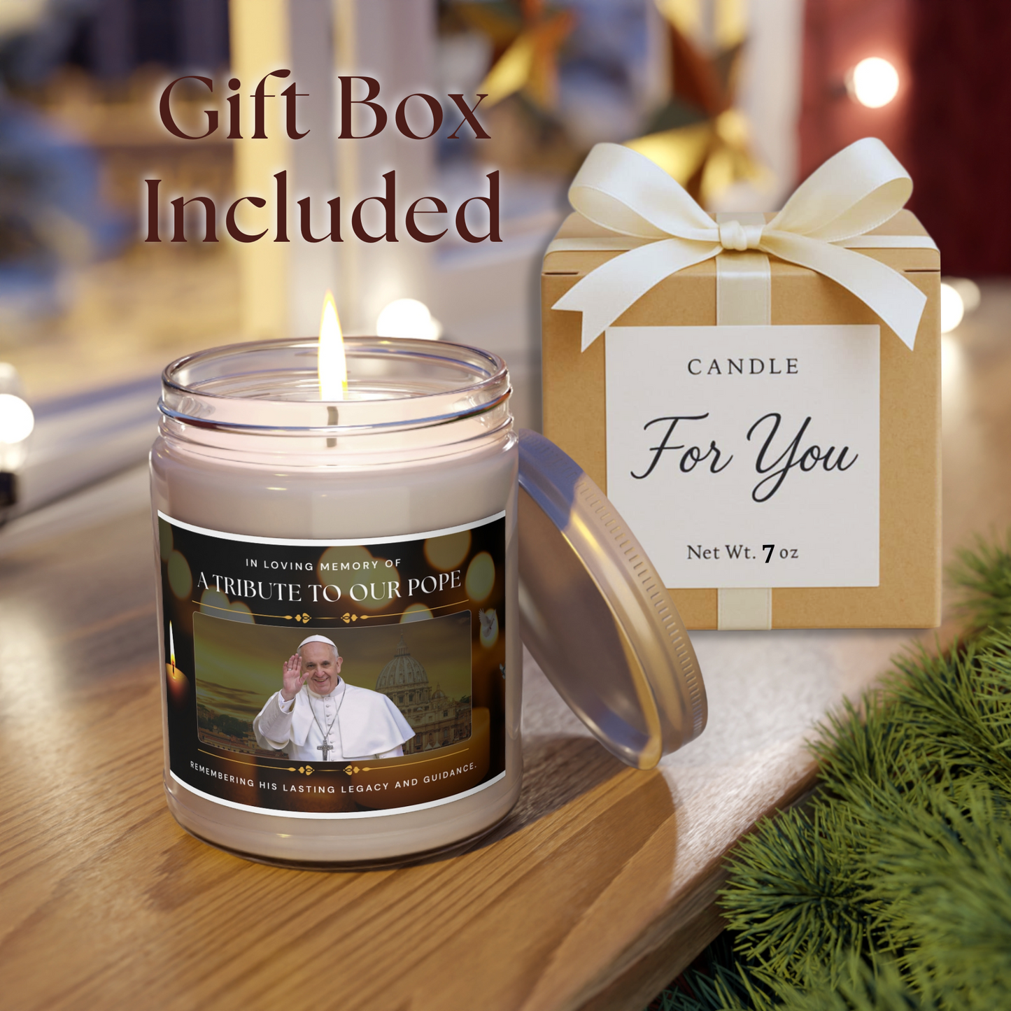 In Loving Memory of Pope Francis | Personalized Tribute Candle