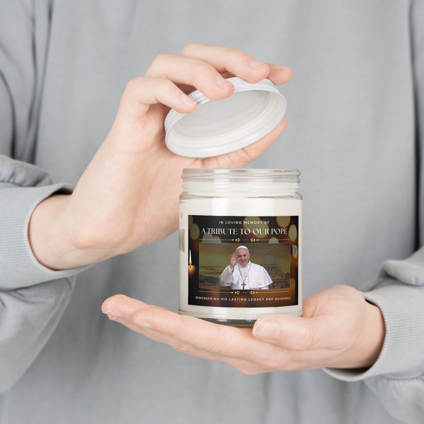 In Loving Memory of Pope Francis | Personalized Tribute Candle