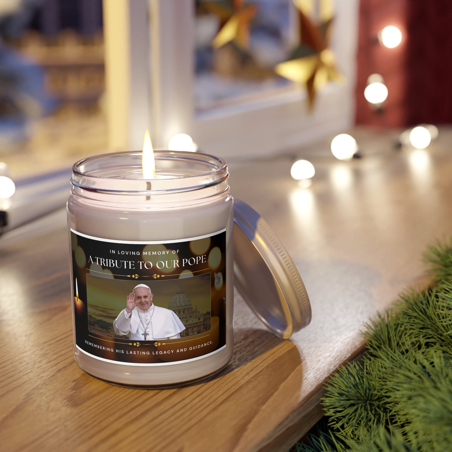 In Loving Memory of Pope Francis | Personalized Tribute Candle