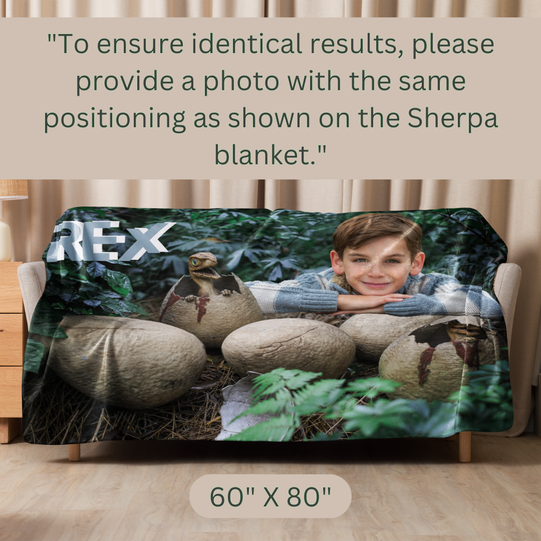 Personalized Dino Sherpa Photo Blanket