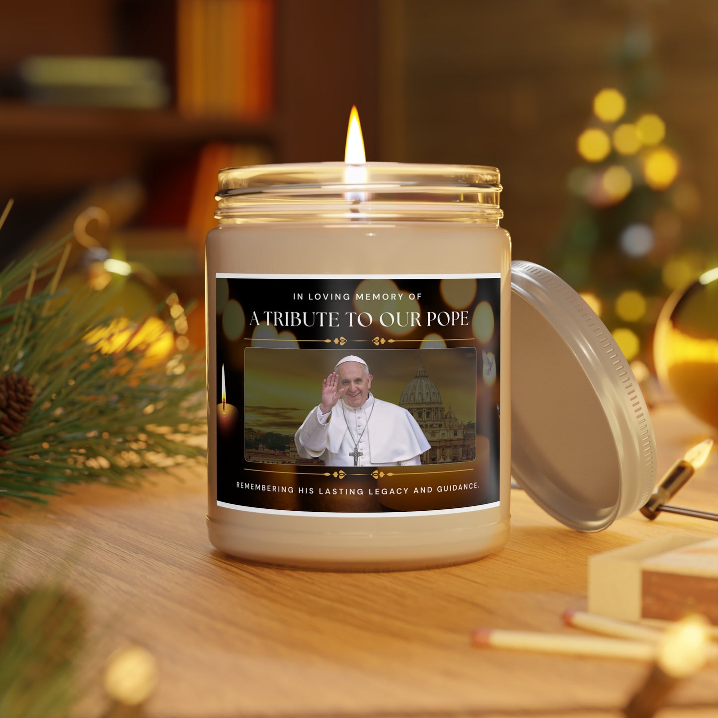In Loving Memory of Pope Francis | Personalized Tribute Candle